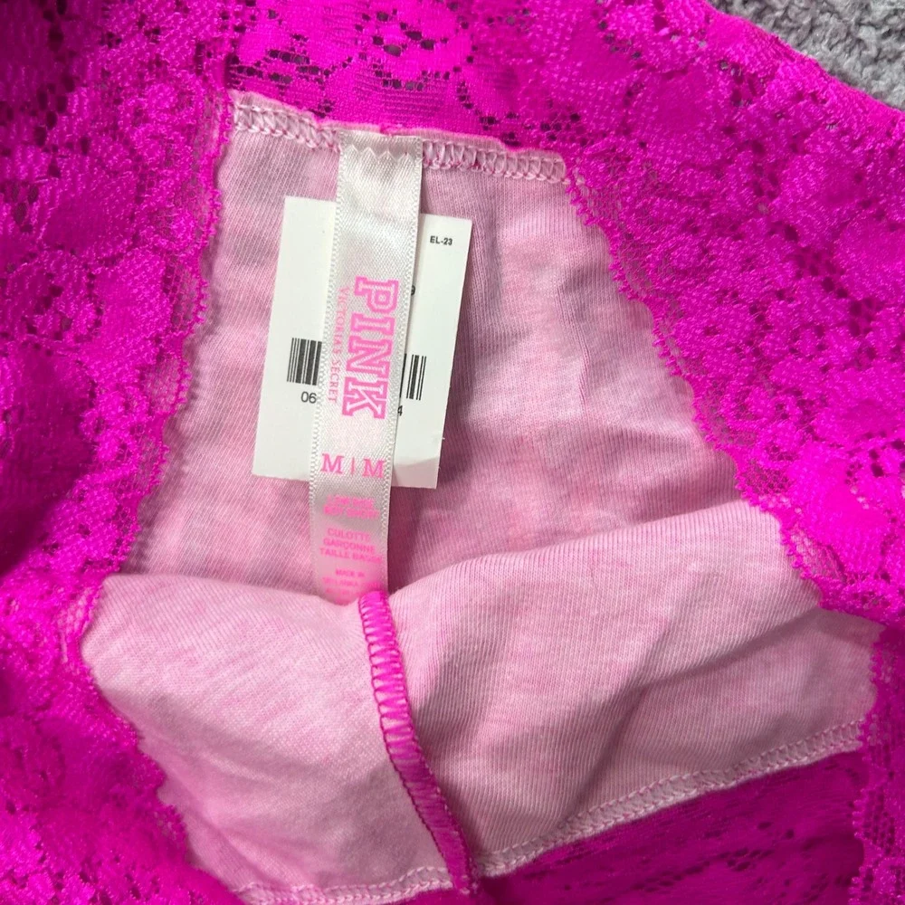 Victoria's Secret PINK Boy Short Lace Trim Pink Medium Y2K Barbiecore Logo Panty